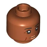 Minifig Head Black Eyebrows, Crows Feet, Nougat Lips, Closed Mouth, Open Mouth, Speaking