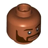 Minifig Head Dark Brown Eyebrows, Thick Beard, Neutral/Open Mouth Grin