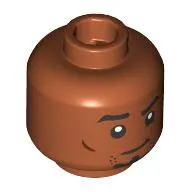 Minifig Head Black Eyebrows, Goatee, Raised Eyebrow, Smirk/Confused