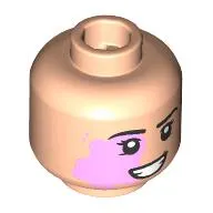 Minifig Head Black Eyebrows, Port-Wine Stain, Open Mouth Smile, Teeth/Tongue