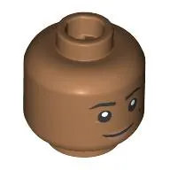 Minifig Head Gnome Fighter, Beauty Marks, Black Eyebrows, Nougat Lips, Smile/ Wink