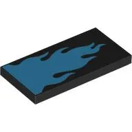 Tile 2 x 4 with Medium Azure Flames print