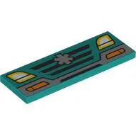 Tile 2 x 6 with Car Front, Headlights, Grill, Star of Life print