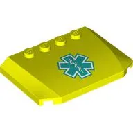 Brick Wedged, Curved Triple 4 x 6 x 2/3 with 4 Studs with Dark Turquoise Star of Life print