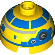 Brick Round 2 x 2 Dome Top, Vented Stud with Yellow and Blue Astromech Droid print