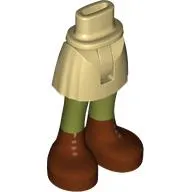 Minidoll Hips and Short Skirt with Olive Green Legs, Reddish Brown Boots
