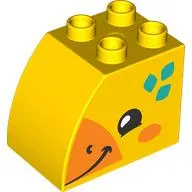 Duplo Brick 2 x 3 x 2 with Curved Top and Bright Light Orange and Medium Azure Spots and Giraffe Face Print