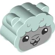 Duplo Brick 2 x 4 x 2 Rounded Ends with Ears and Sheep Face Print