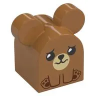 Duplo Brick 2 x 2 x 2 Curved Top with Round Ears, Sad Bear Print