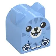Duplo Brick 2 x 2 x 2 Curved Top with Pointed Ears, Cat Print