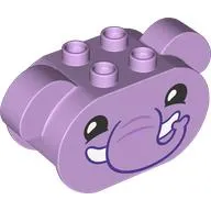Duplo Brick 2 x 4 x 2 Rounded Ends with Floppy Ears and Elephant Face Print