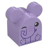 Duplo Brick 2 x 2 x 2 Curved Top with Round Ears, Elephant Print