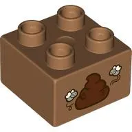 Duplo Brick 2 x 2, Two Flies and Poop Print