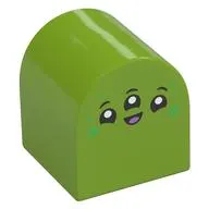 Duplo Brick 2 x 2 x 2 Curved Top with Alien Face with Three Eyes Print