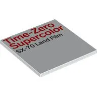 Tile 6 x 6 with Bottom Tubes, Red 'Time-Zero Supercolor' and Black 'SX-70 Land Film' Print
