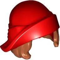 Hair and Hat, Soft Folded Brim Hat over Dark Orange Bob Cut Hair Pattern