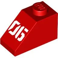 Brick Sloped 45° 2 x 1 with Bottom Pin with White '06' print