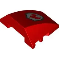 Brick Wedged, Curved 4 x 3 No Studs with Red Flames on Silver Shield print [Fire Fighters]