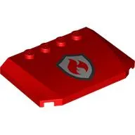Brick Wedged, Curved Triple 4 x 6 x 2/3 with 4 Studs with Red Flames on Silver Shield print [Fire Fighters]