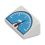 Brick Sloped 30° 1 x 2 x 2/3 with Medium Azure Scale / Speedometer, Red Dial print