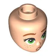 Minidoll Head Dark Orange Eyebrows, Bright Green Eyes, Freckles, Surprised