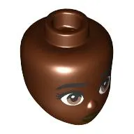 Minidoll Head Black Eyebrows, Medium Brown Eyes