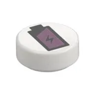 Tile Round 1 x 1 with Battery print