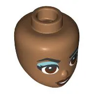 Minidoll Head Black Eyebrows, Reddish Brown Eyes, Lips, Medium Azure Eyeshadow