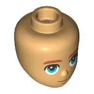 Minidoll Head Dark Orange Eyebrows, Dark Turquoise Eyes, Thin Mouth