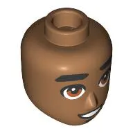 Minidoll Head Male Thick Black Eyebrows, Light Brown Eyes Looking Up, Open Mouth