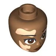 Minidoll Head with Reddish Brown Eyes, Dark Red Lips, Light Nougat Vitiligo Patches print