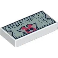 Tile 1 x 2 with Light Aqua Ticket, Dark Blue 'VIP TICKET 4070' print