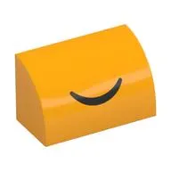 Brick Curved 1 x 2 x 1 No Studs with Black Smile print