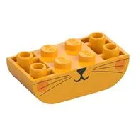 Brick Curved Inverted 2 x 4 Double, Cat Face, Dark Orange Cheeks print