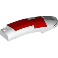 Brick Round, Curved 10 x 2 x 2 with Rounded End Right with Red Armor Plating print