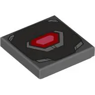 Tile 2 x 2 with Dark Bluish Gray Armor Panel, Red Center (Arc Reactor) Print