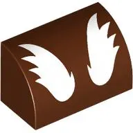 Brick Curved 1 x 2 x 1 No Studs, White Wings / Eyebrows Print