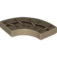Tile 2 x 2 Curved, Macaroni with Tan Stitches, Dark Brown Tear print