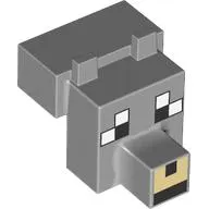 Animal Body Part, Head Blocky with Pixelated Face, Tan Nose Print (Wolf)