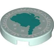 Tile Round 2 x 2 with Bottom Stud Holder, Elsa Silhouette Print