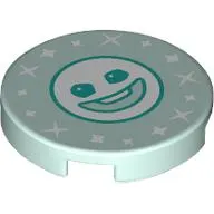 Tile Round 2 x 2 with Bottom Stud Holder, Snowgie Face Print