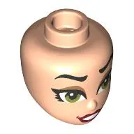Minidoll Head Black Eyebrows, Olive Green Eyes, Dark Tan Eyeshadow, Dark Red Lips