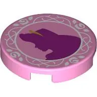 Tile Round 2 x 2 with Bottom Stud Holder, Aurora Silhouette Print
