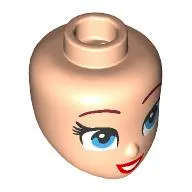 Minidoll Head Dark Red Thin Eyebrows, Dark Azure Eyes, Red Lips