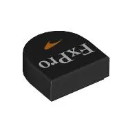 Tile Round 1 x 1 Half Circle with White 'FxPro', Orange Swoosh print