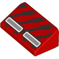 Brick Sloped 30° 1 x 2 x 2/3 with Silver Rectangles, Black Stripes print