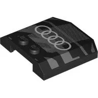 Brick Wedged, Curved Triple 4 x 4 x 2/3 with 2 Studs with Light Bluish Grey Decorations, Audi Logo print
