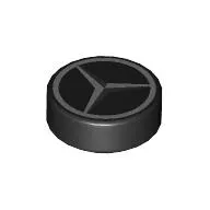 Tile Round 1 x 1 with Silver Mercedes Logo print
