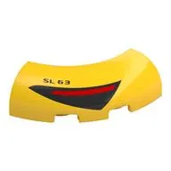 Brick Round Corner 3 x 3 x 1 No Studs with Red and Black Tail Light Print