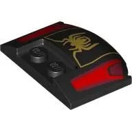 Brick Round 3 x 4 x 2/3 Triple Curved with 2 Sunk Studs with Red Headlights, Gold Spider print